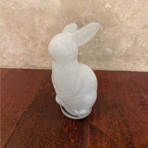 White Art Glass Bunny Rabbit Figurine Hand Blown Easter Decor 6.5”